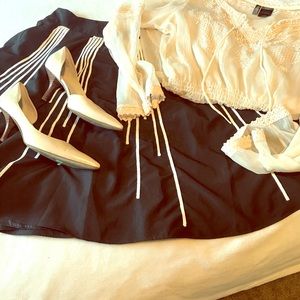 THE LIMITED Black & Cream lined skirt with pockets